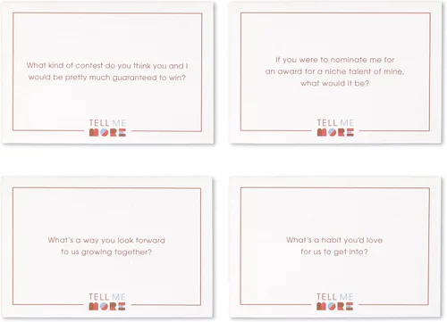 Miniatura 6 de Cuéntame más: Edición para parejas – Un juego para iniciar la conversación en una noche de cita compuesto por 52 preguntas para profundizar
