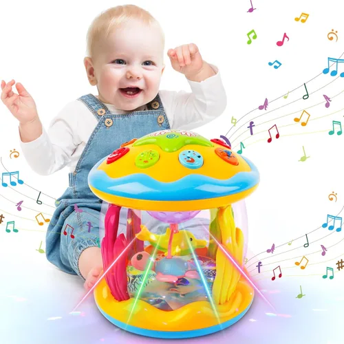 M SANMERSEN Juguetes para bebés varones de 6-12 meses, juguetes musicales con luces rotatorias del océano para recién nacidos de 0-6 12-18 meses,