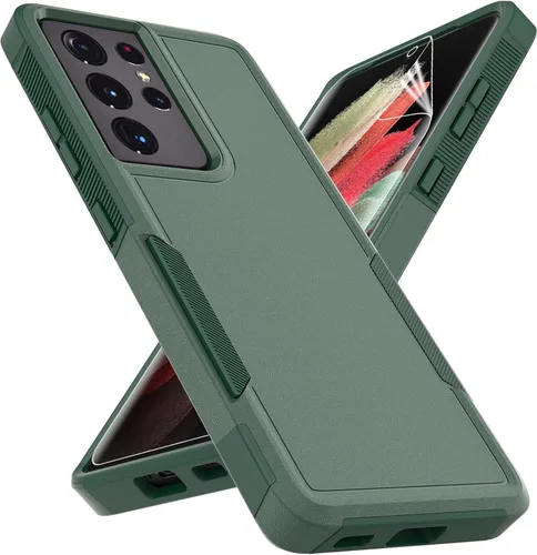 Miniatura 10 de Funda para Samsung Galaxy S21 Ultra: funda protectora de doble capa resistente para teléfono celular, a prueba de golpes, con protector de pantalla