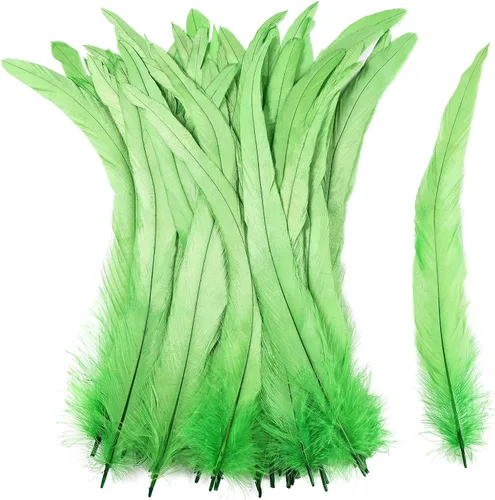 Miniatura 25 de iHUFeather Plumas de cola de gallo naturales, 50 plumas de cola de gallo de 10 a 12 pulgadas de largo, a granel para manualidades, disfraces