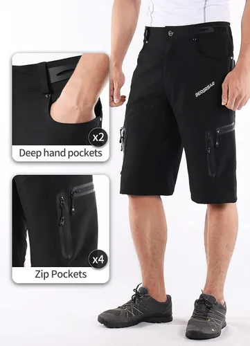 Miniatura 5 de BERGRISAR Men's Cycling Shorts MTB Mountain Bike Bicycle Shorts Zipper Pockets