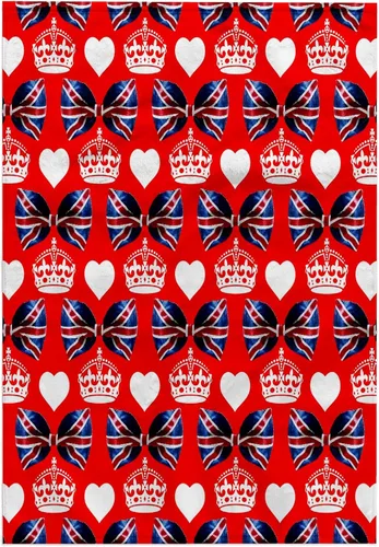 Miniatura 8 de 3dRose British Union Jack Bow Ties, Crowns and Hearts on Red Background 22x30 Bath Hand Pool Towel