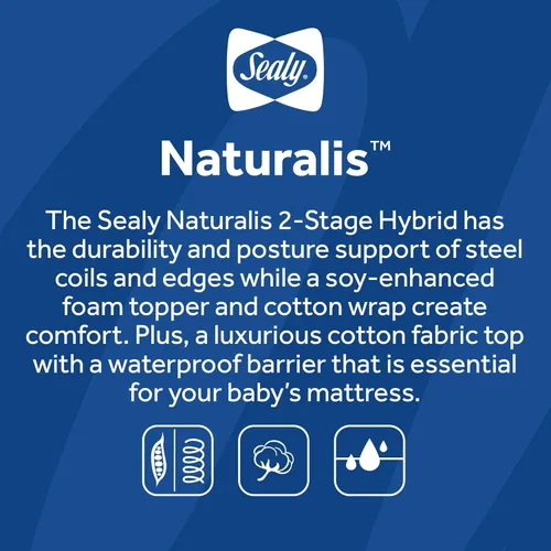Miniatura 10 de Sealy Naturalis - Colchón hipoalergénico de 2 etapas para cuna de bebé y cama infantil, colchón para cuna no tóxico, algodón natural, bobina híbrida