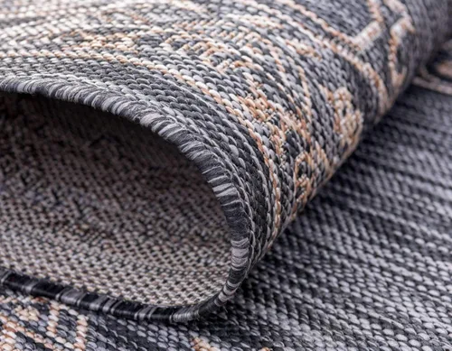 Miniatura 5 de Unique Loom Outdoor Traditional Collection Alfombra de Área - Antique (Corredor de 2' x 6' 1", Gris Carbón/Natural)