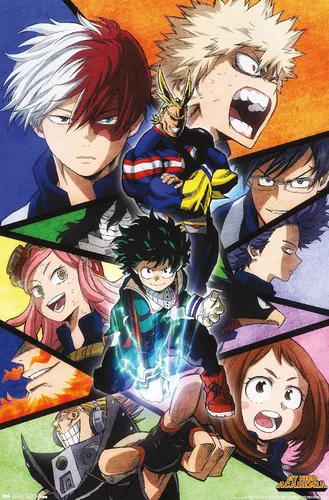Miniatura 10 de Trends International My Hero Academia-Faces - Póster de pared de 14.725 x 22.375 pulgadas, versión con marco en color madera rústica
