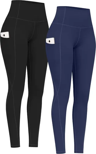 Miniatura 11 de PHISOCKAT Paquete de 2 pantalones de yoga de cintura alta con bolsillos, leggings de control de abdomen, leggings de yoga elásticos en 4 direcciones