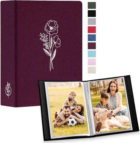 Miniatura 28 de Lanpn - Álbum de fotos autoadhesivo de lino, 40 páginas, álbum de fotos para manualidades, páginas adhesivas magnéticas, contiene fotos de 4 x 6, 7