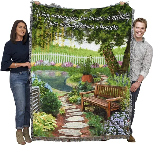 Miniatura 20 de Pure Country Weavers Manta con texto en inglés "I Am The Gentle Breeze Upon Your Face" con diseño de flores, para regalo de duelo y condolencia