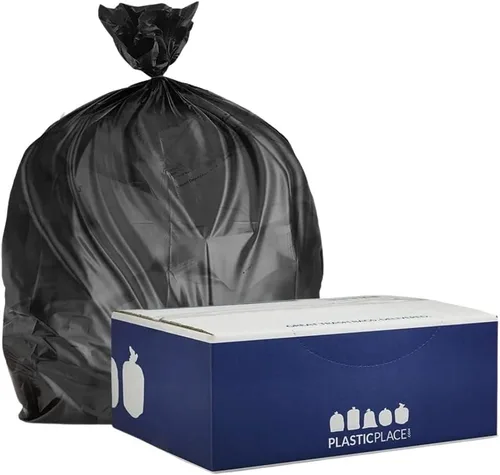 Miniatura 5 de Plasticplace Bolsas de basura de 12-16 galones │ 8 micrones │ Forros negros de alta densidad │ 24 x 33 pulgadas (1000 unidades)