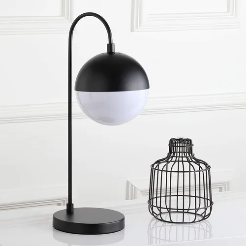 Miniatura 4 de SAFAVIEH Lighting Collection Cappi - Moderna lámpara de mesa negra de 21 pulgadas para dormitorio, sala de estar, oficina en casa, escritorio, Negro