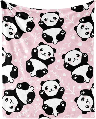 Miniatura 8 de Manta de panda para niños y niñas, con bonito diseño de panda impreso, manta para regazo de niños, silla, cálida y suave manta acogedora, 30 x 40