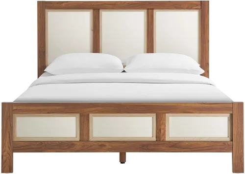 Miniatura 6 de Modway Capri Mid-Century - Cama de tamaño Queen moderna en nogal con cabecero y estribo