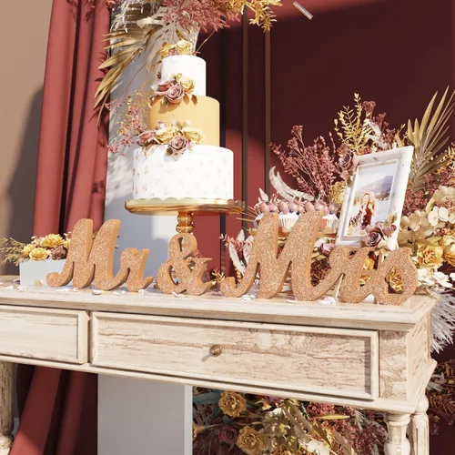 Miniatura 3 de VIOPVERY Letrero de Mr & Mrs y Just Married, letras grandes de madera para mesa de amor, accesorios de fotos, decoración de boda para aniversario