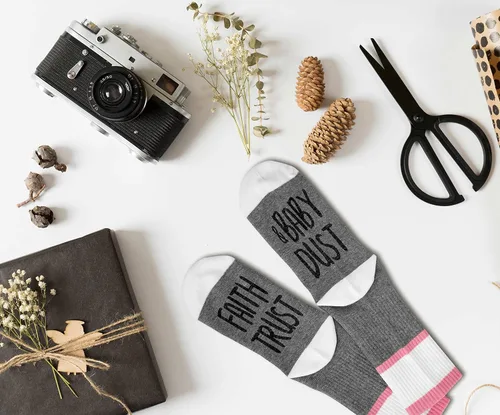 Miniatura 5 de Faith Trust Baby Dust calcetines de FIV para mujer talla 55-11 regalos de maternidad para embarazo regalos de FIV -A44 Gris