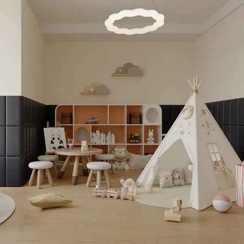 Miniatura 4 de YU LI 3DH 3D Almohadillas de pared anticolisión para niños, autoadhesivas, 4 piezas, paneles de cabecero en negro para pared, cabecero despegar