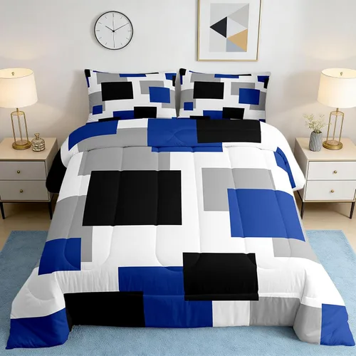 Miniatura 11 de Castle Fairy Juego de edredón con estampado azteca occidental, juego de ropa de cama geométrica a rayas marrones para niños y adolescentes
