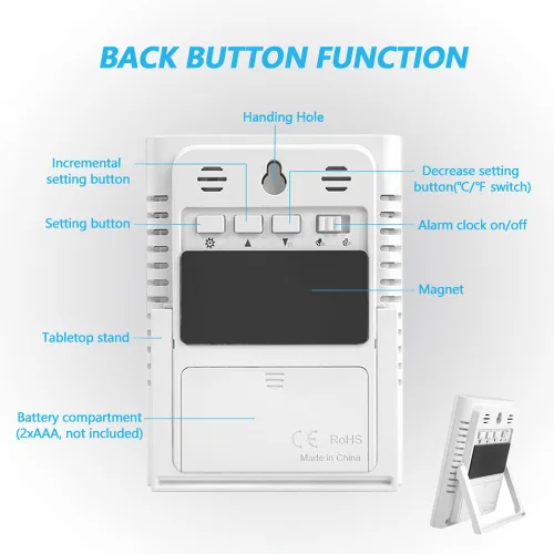 Miniatura 6 de Timloon Termómetro digital interior para habitación, monitor inteligente de temperatura y humedad con luz de fondo, indicador de comodidad, registro