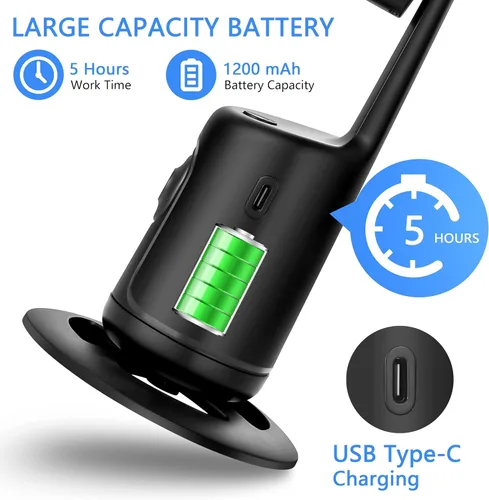 Miniatura 4 de Trípode de seguimiento facial automático, rotación de 360°, soporte para cámara de teléfono, soporte inteligente para disparos con palo selfie Negro