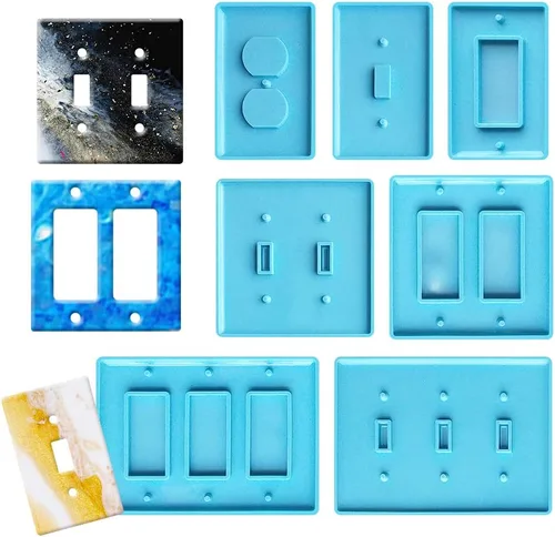 Miniatura 4 de 7 moldes de resina para cubierta de interruptor de luz, molde de yeso para panel de enchufe de interruptor para resina epoxi, moldes de silicona