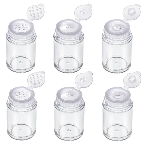 RAYNAG 6 botellas vacías de polvo suelto para viajes, cosméticos con purpurina en polvo, para sombra de ojos, botella agitadora con tamiz y tapas (3