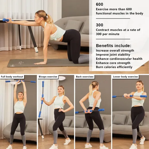 Miniatura 2 de Barra de Fitness OSCILLATING SLIM para Entrenamiento, Barra de Ejercicio Elástica, Palo de Peso de Vibración, Terapia Física Corporal, Entrenamiento