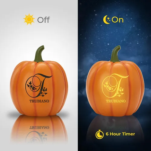 Miniatura 7 de Let's Make Memories - Lámpara de calabaza con nombre - Adorno de otoño - Calabaza luminosa de uso interior/exterior - Nombre e iniciales