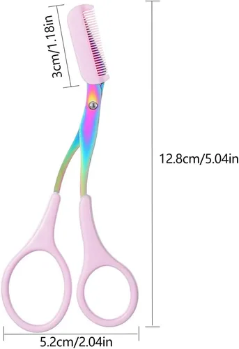 Miniatura 2 de Tijeras recortadoras de cejas, tijeras profesionales para cejas 2 en 1 con peine, cortador de cejas de acero inoxidable de precisión, herramienta