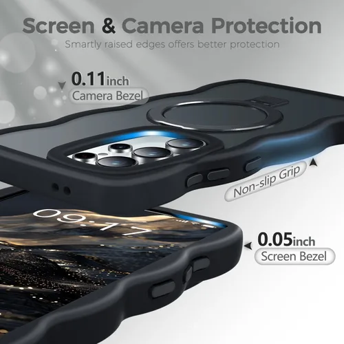 Miniatura 4 de [Soporte magnético y marco ondulado] Funda para Samsung Galaxy S24 Ultra [compatible con MagSafe] [protección militar contra caídas] no amarillenta