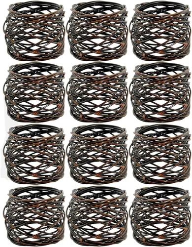 Miniatura 11 de ALPHA Living HOME Juego de 12 servilleteros dorados de alta calidad, 100% metal, decoración de mesa resistente al óxido, servilleteros con hebillas