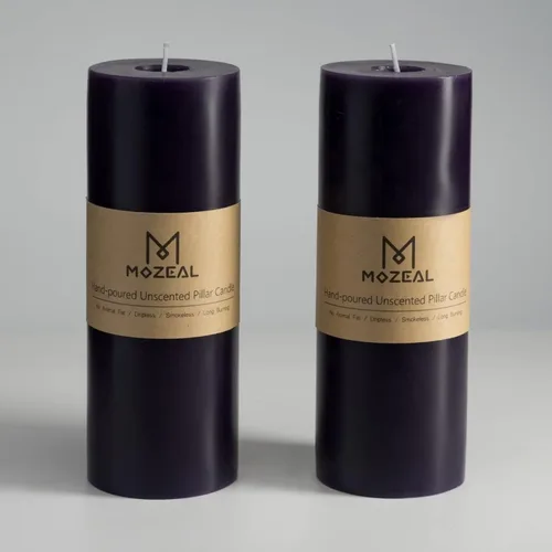 Miniatura 85 de MOZEAL Velas grandes sin perfume vertidas a mano de 3 x 8 pulgadas, sin humo, juego de 2, combustión lenta, sin goteo, aproximadamente 150 horas