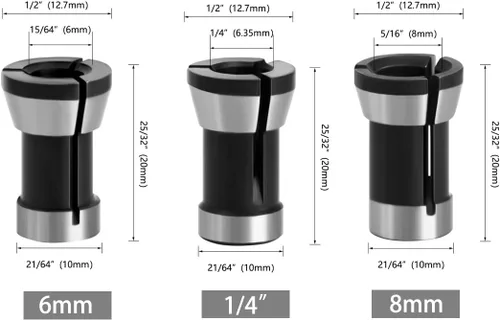 Miniatura 3 de Adaptador de pinza de recortadora de alta precisión, 0.236 in, 1/4 pulgadas, 0.315 in, adaptador de sujeción de portabrocas para grabado, máquina