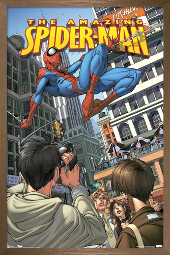Miniatura 12 de Trends International Marvel Comics Spider-Man - Póster de pared definitivo, 14.725 x 22.375 pulgadas, versión enmarcada de madera de granero