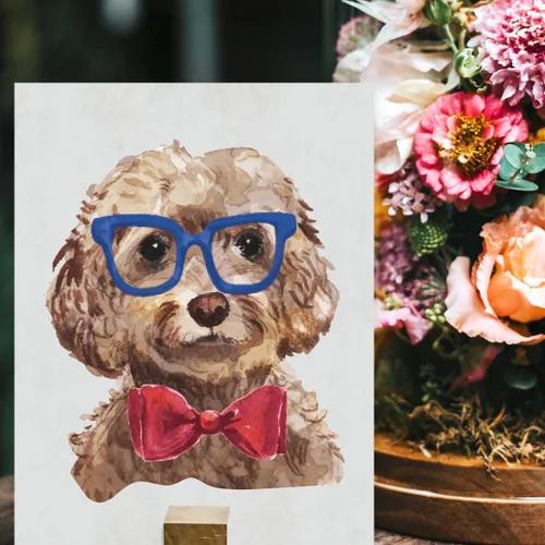 Miniatura 123 de Andaz Press Póster impreso para pared de perro, 8.5 x 11 pulgadas, Bulldog inglés con gafas negras, 1 paquete, regalo de cumpleaños de Navidad, sin