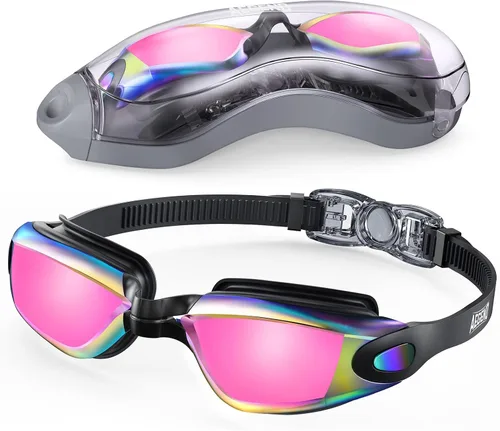 Miniatura 12 de Aegend Gafas de natación, gafas de natación sin fugas, protección completa para adultos, hombres, mujeres y jóvenes Azul y plateado.