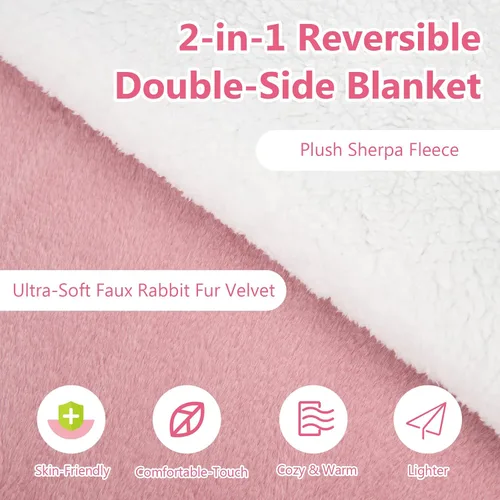 Miniatura 5 de Giantex Manta térmica reversible de sherpa y piel sintética de conejo con 10 niveles de calor, temporizador de 9 horas de apagado automático