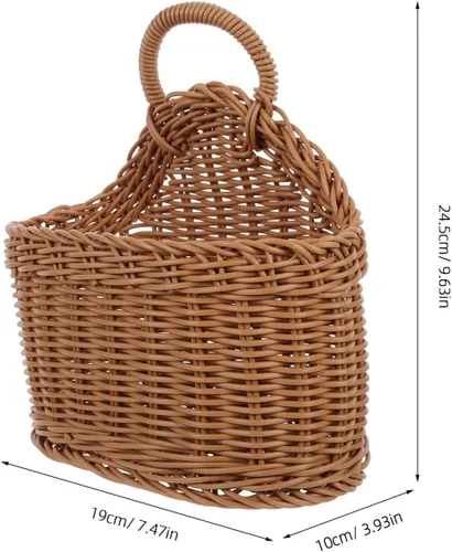 Miniatura 4 de DOITOOL Cesta de almacenamiento colgante tejida de 9.64 x 7.48 x 3.93 pulgadas, cesta de pared pequeña para cocina, ajo, jengibre, cebolla