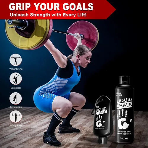 Miniatura 5 de Liquid Chalk 2 Pack, 2 oz Gym Chalk with Carabiner Bottles & Retail Box, Mess-Free Sweat-Resistant Grip for Weightlifting, Gymnastics, Rock Climbing