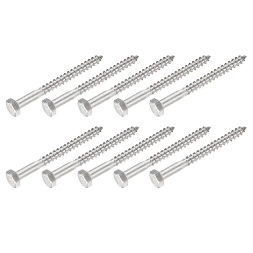 Miniatura 15 de METALLIXITY Tornillos hexagonales (M6 x 1.575 in), 10 unidades, pernos de madera autorroscantes de acero inoxidable 304, para aplicaciones domésticas