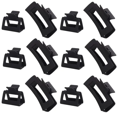 Miniatura 10 de Paquete de 12 pinzas para el cabello cuadradas coloridas y modernas, pinzas rectangulares neutrales grandes y grandes, antideslizantes, mate, Mezcla