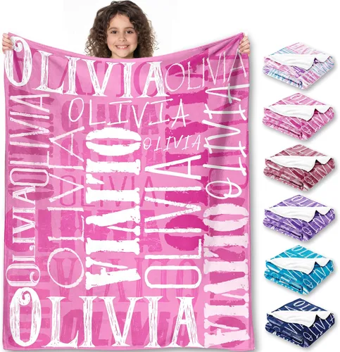 Yofair Se envía al día siguiente, manta personalizada regalos para niñas adolescentes, manta personalizada con nombre, manta de franela para niñas,