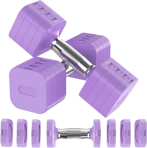 Miniatura 7 de Hezeyferg Juego de mancuernas ajustables de 22 libras, mancuernas de peso ajustable con 4 niveles de 4.4 libras, 6.6 libras, 8.8 libras, 11 libras