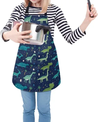 Miniatura 4 de Cozeyat Delantales de cocina para niños y niñas, delantales de pintura con bolsillos, delantales ligeros con correa ajustable