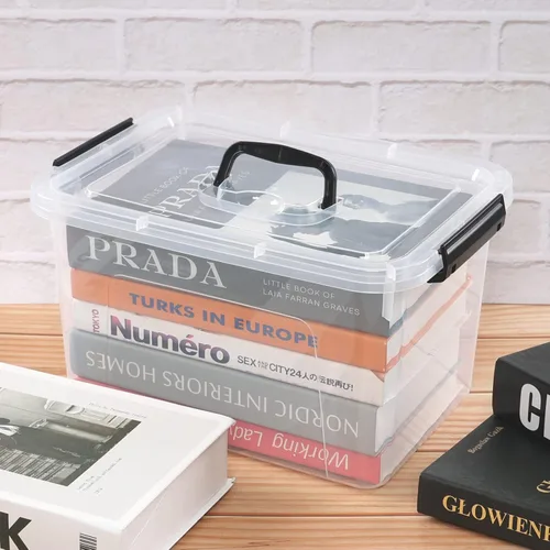 Miniatura 6 de Esdiplot - Paquete de 4 cajas de almacenamiento transparentes con tapa, 10,5 L con cierre de plástico con asas