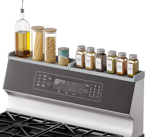 Miniatura 9 de SpaceAid Organizador de estante de cocina de 30 pulgadas de ancho para estufa, estante magnético de especias de bambú para estufa del hogar