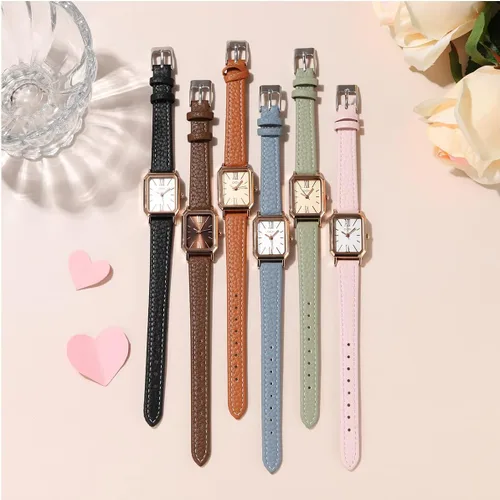Miniatura 6 de TOOCAT Reloj de pulsera para mujer, ultrafino, elegante, simple, cuadrado, de cuarzo, con correa de cuero, 98.4 ft, impermeable, analógico