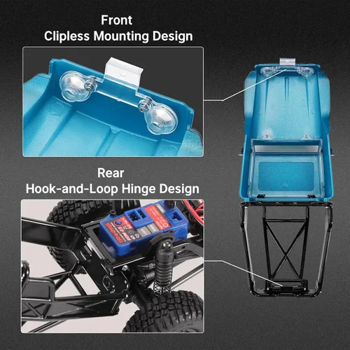 Miniatura 3 de INJORA 87g IR40 Camión Cuerpo Casco con Jaula de Tubo para 1/18 TRX4M Defender Bronco Pieza de Mejora (Azul)
