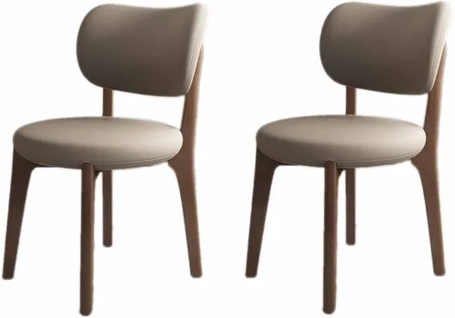 Miniatura 29 de Juego de 2 sillas de comedor tapizadas de cuero suave, sillas de comedor de madera maciza, con asiento acolchado y patas de madera para cocina, sala