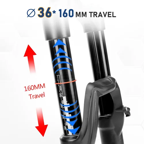 Miniatura 4 de BUCKLOS Horquilla de suspensión neumática MTB 27.5 29 4.331 * 0.591 in Boost AM E-Bike cónica, viaje 6.299 in 1.417 in tubo interior a través