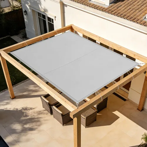 Windscreen4less Toldo impermeable de 10 x 25 pies, con borde recto, para exteriores, bloqueo UV, para césped, patio, jardín, terraza, pérgola (gris