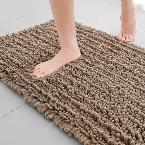 Miniatura 33 de FLOLEOPA Alfombras de Baño de Microfibra de Felpa Suave, Alfombras de Baño Absorbentes Antideslizantes Lavables a Máquina, Tapetes de Baño para Beige